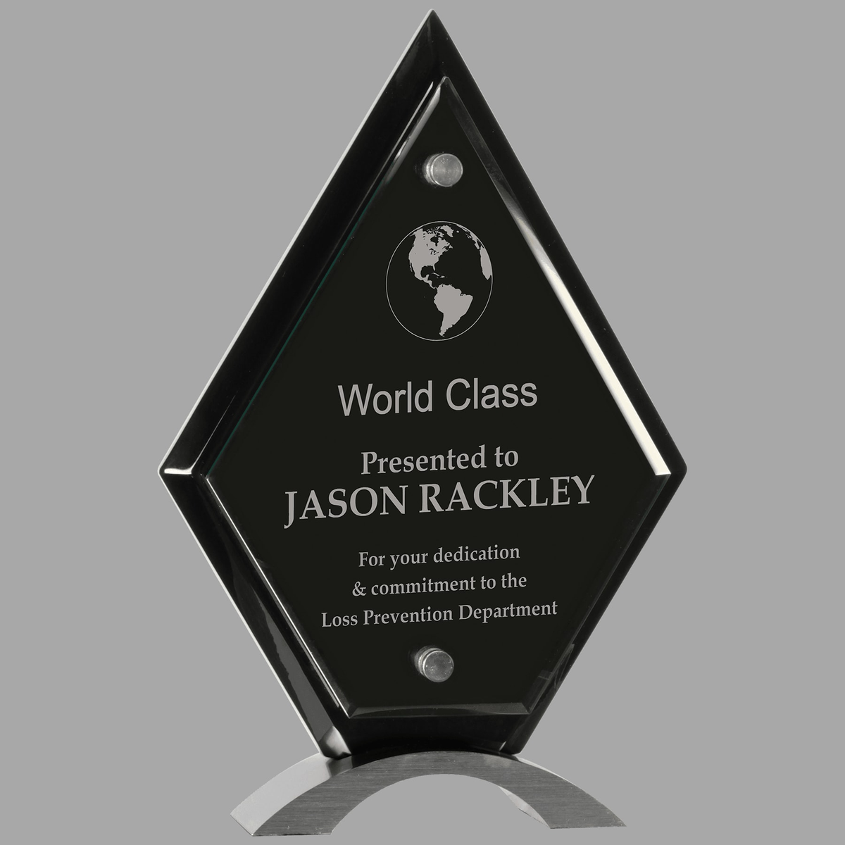 10" Diamond Black Piano Finish Floating Jade Glass Standup — FSG210