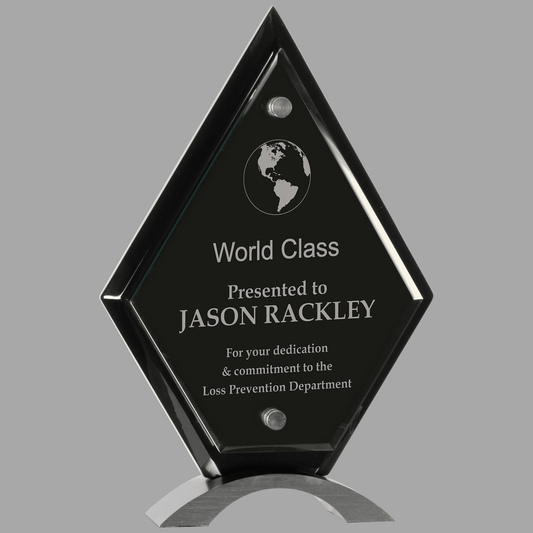 10" Diamond Black Piano Finish Floating Jade Glass Standup — FSG210