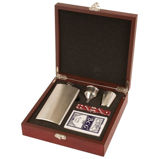 Rosewood Finish Flask Set – item FSK01