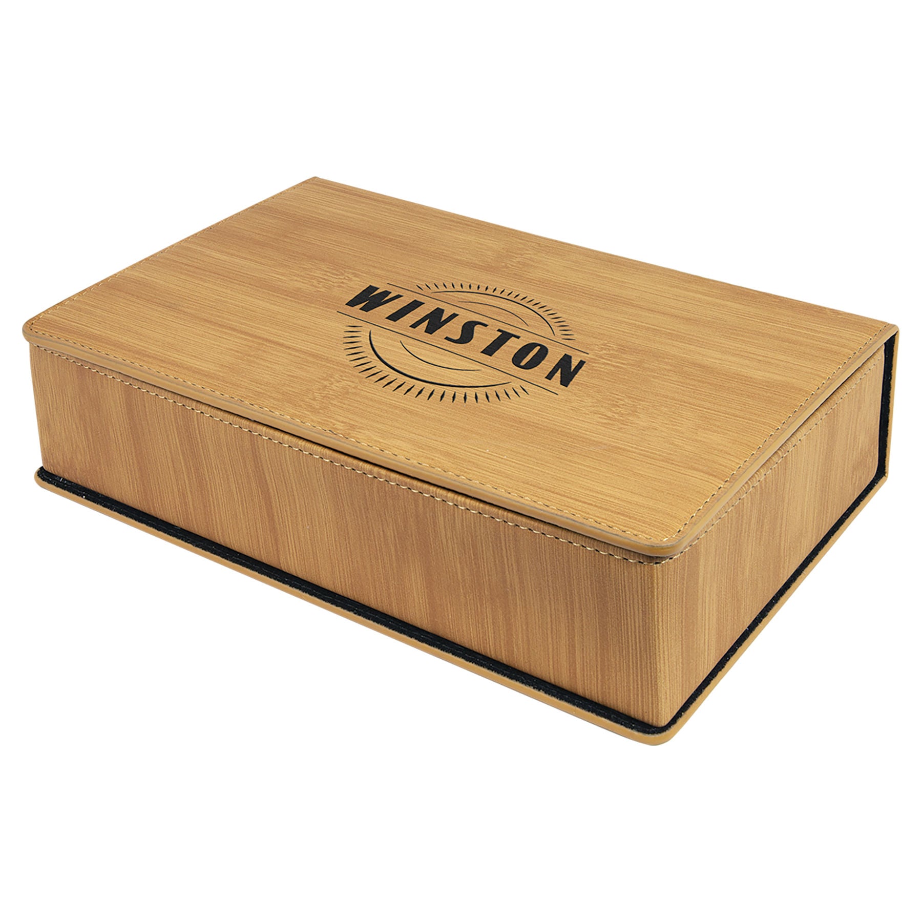 6 oz. Bamboo Leatherette Flask Gift Set – item FSK316 image 2