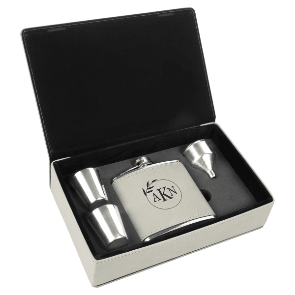 6 oz. Leatherette Flask Gift Set – item FSK319