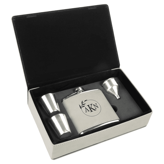 6 oz. Leatherette Flask Gift Set – item FSK319