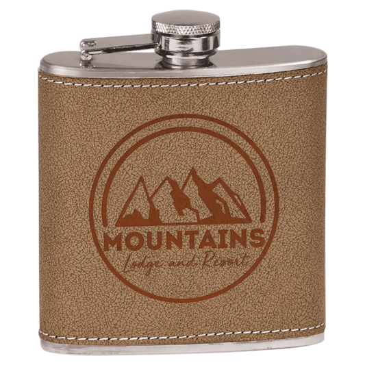 6 oz. Leather Laserable Flask – item FSK605