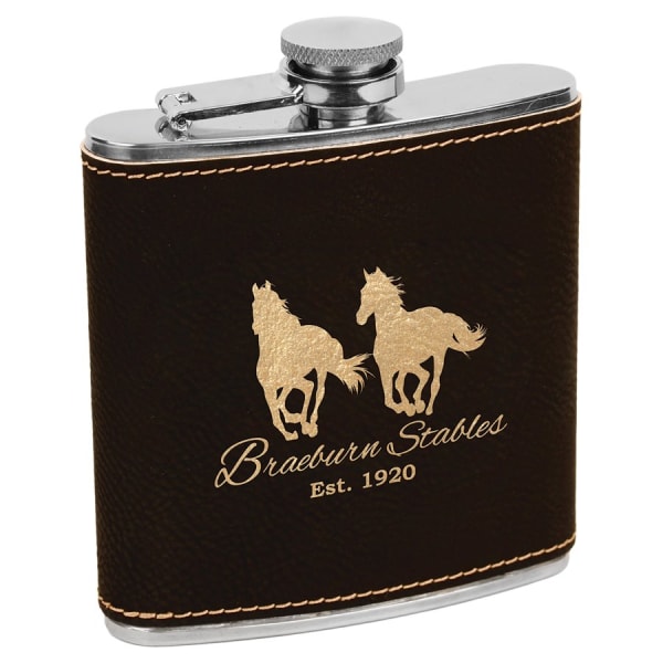 6 oz. /Gold Leatherette Flask – item FSK617A image 2