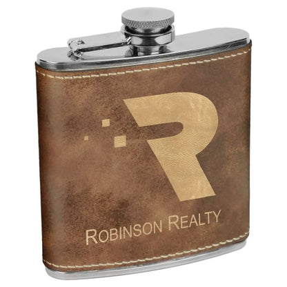 6 oz. /Gold Leatherette Flask – item FSK624 image 2