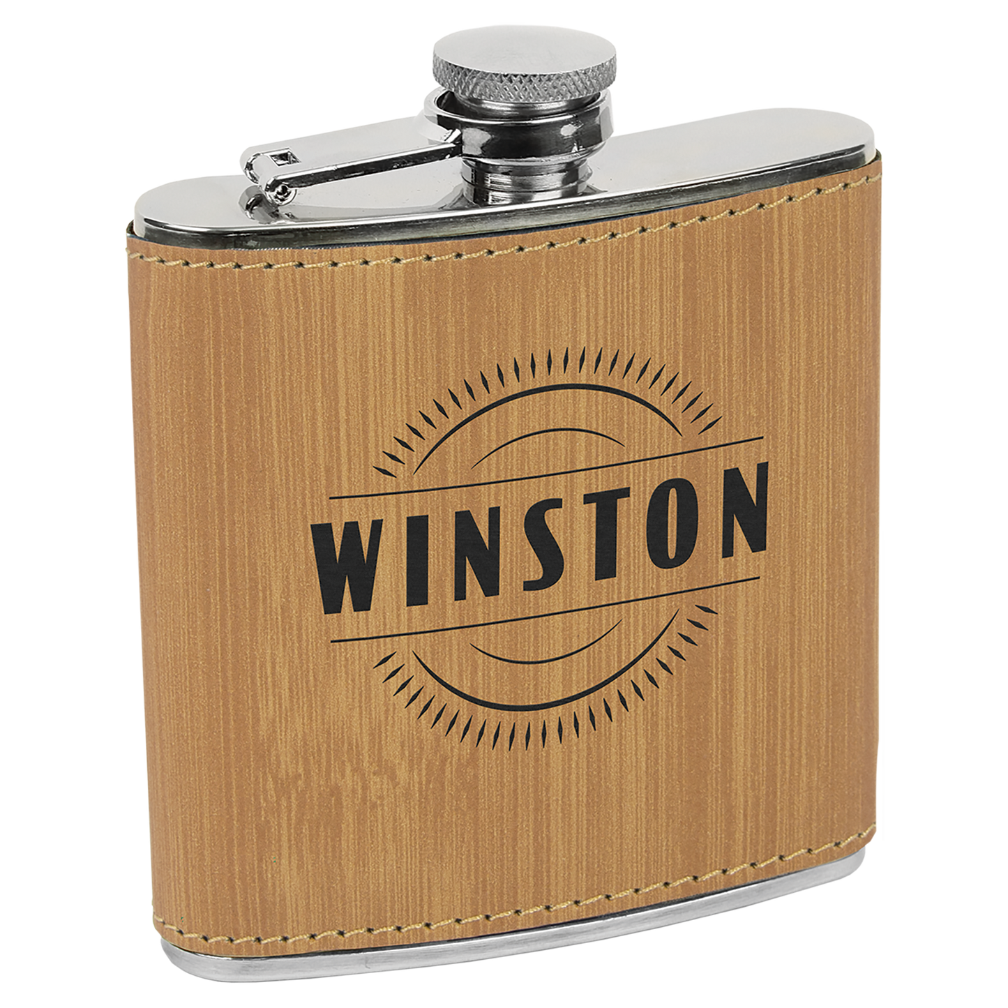 6 oz. Bamboo Leatherette Flask – item FSK628