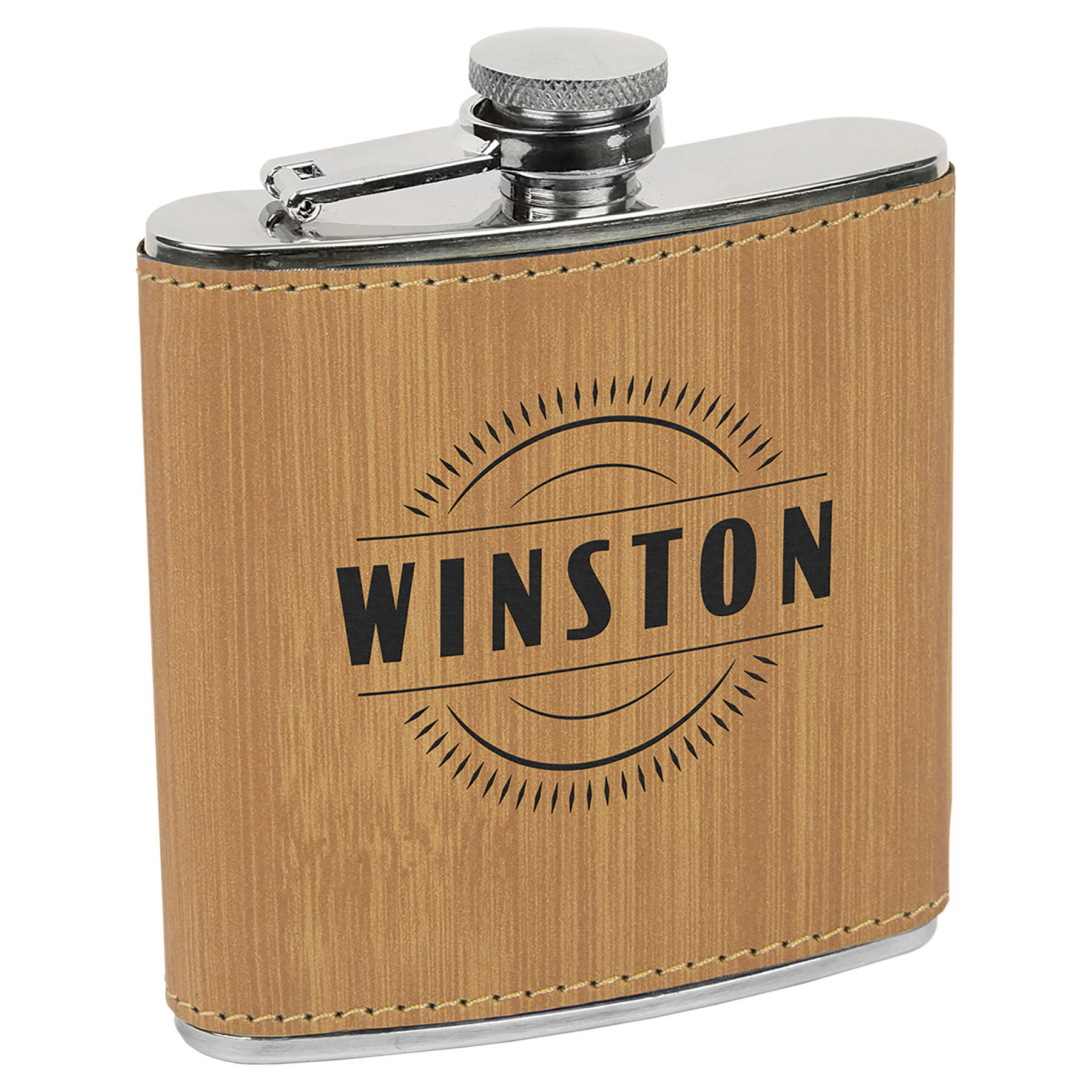 6 oz. Bamboo Leatherette Flask – item FSK628