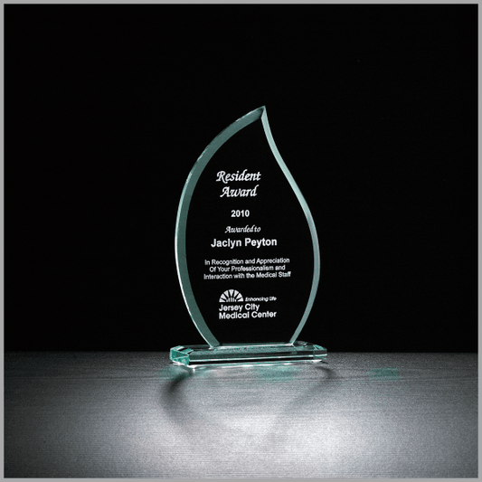 8.5" Flame Series Glass Award Plaque – item G2303