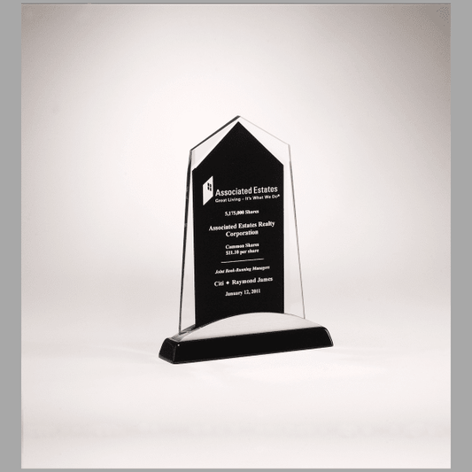 6.625" x 9.875" Apex Series Glass Award, Black Piano Base – item G2414