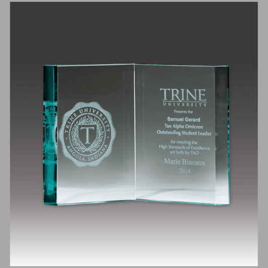 7.875" x 5.875" Jade Glass Book Award – item G2638