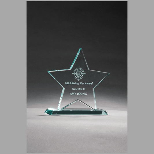 5.75" x 5.875" Star Jade Glass Award Plaque – item G2757