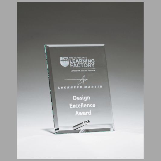 4" x 6" Clear Glass Award w/ Silver Plated Easel Post – item G2822