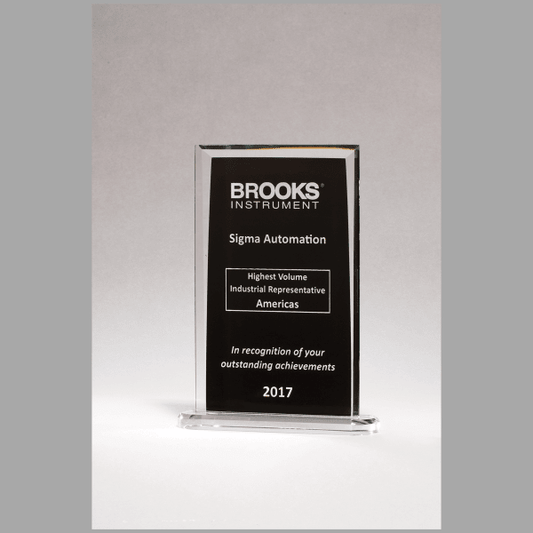 6 3/4 x 10.25" Rectangular Glass Award w/ Black – item G2937