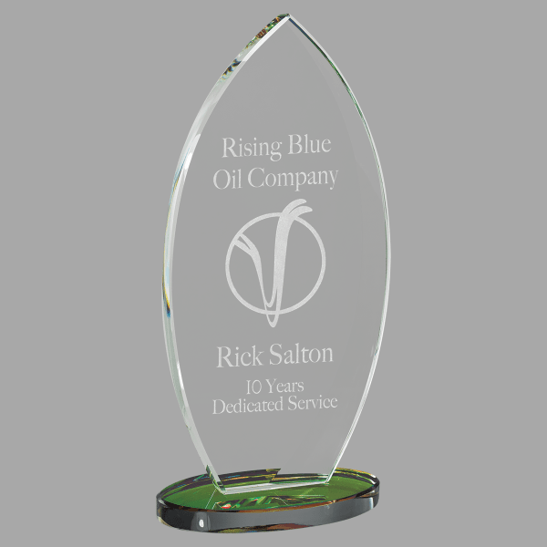 7.875" Flame Series Clear Glass Award w/ Prism-Effect Base – item G3005