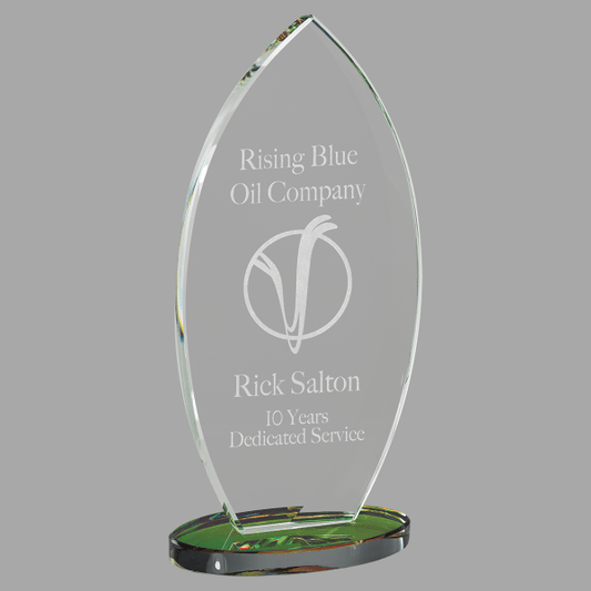 8.875" Flame Series Clear Glass Award w/ Prism-Effect Base – item G3006