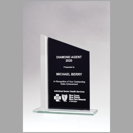 6.125" x 7.75" Zenith Series Black Silkscreened Glass Award – item G3027