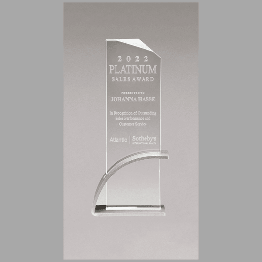 3.875" x 10.125" x 0.5" Thick Silver Contemporary Award – item G3122