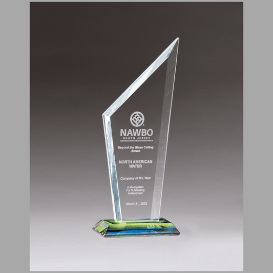 3.625" x 9.625" x 0.375" Thick Zenith Series Clear Award – item G3138