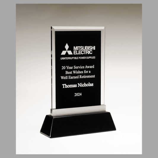 5.25" x 8.875" Rectangular Black Silkscreened Glass Award – item G3170