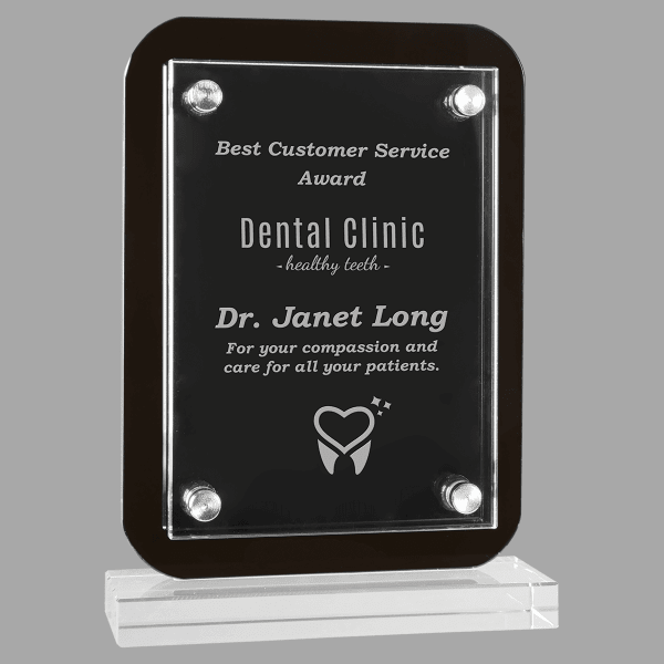 5.5" X 7.75 Black Flt Glass Plaque – item GFP101