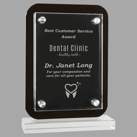 5.5" X 7.75 Black Flt Glass Plaque – item GFP101