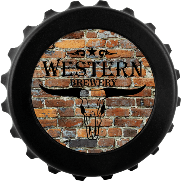 3" Black Magnetic Bottle-Cap Shaped Opener with 2" Insert – item GFT017