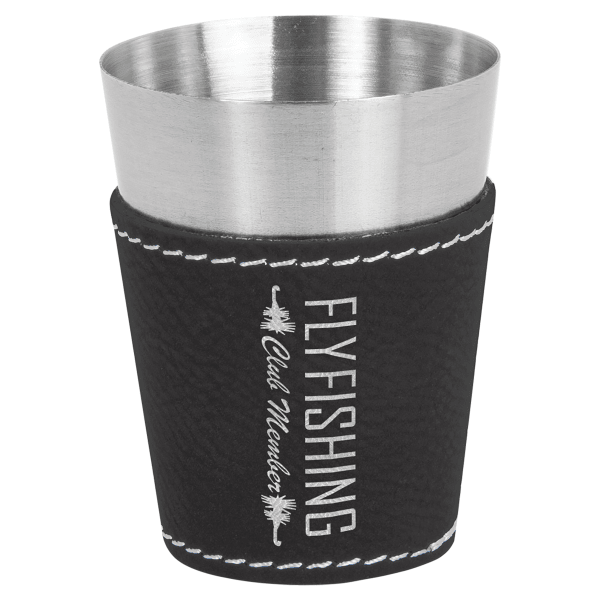 2 oz. Black/Silver Leatherette Shot Glass – item GFT1051 image 2