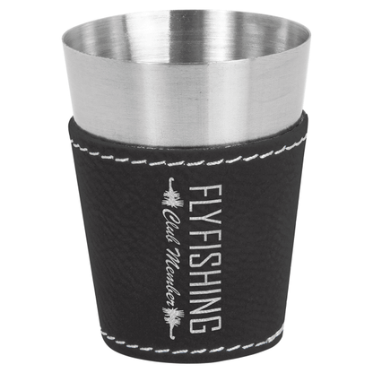 2 oz. Black/Silver Leatherette Shot Glass – item GFT1051 image 2