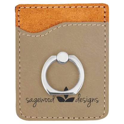 2.375" x 3.125" Light Brown Leatherette Phone Wallet with – item GFT1121