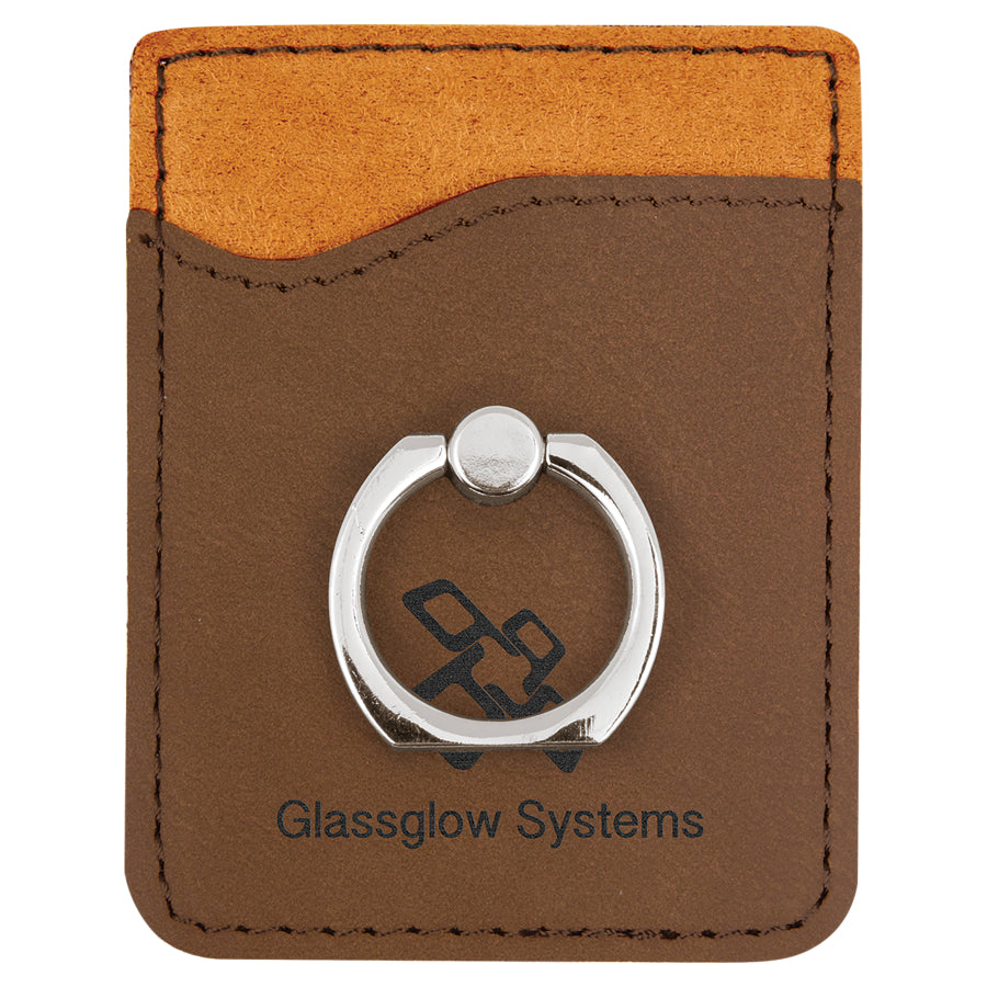 2.375" x 3.125" Dark Brown Leatherette Phone Wallet with – item GFT1122 image 2