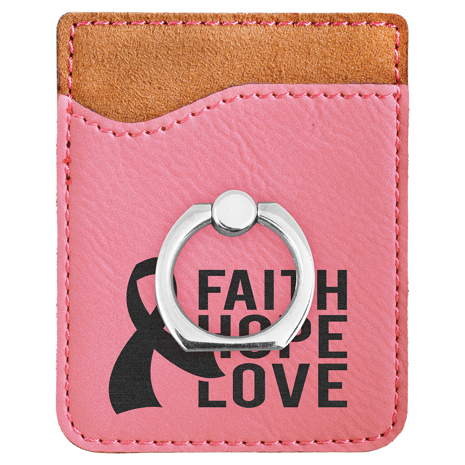 2.375" x 3.125" Pink Leatherette Phone Wallet with Ring – item GFT1127