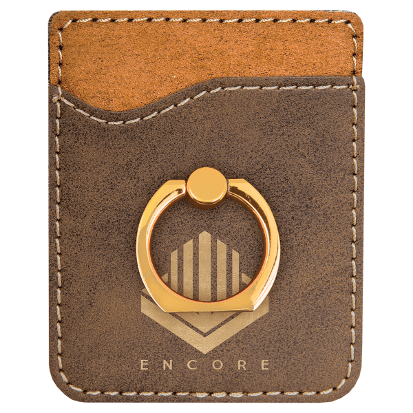 2.375" x 3.125" Rustic/Gold Leatherette Phone Wallet with – item GFT1129 image 4