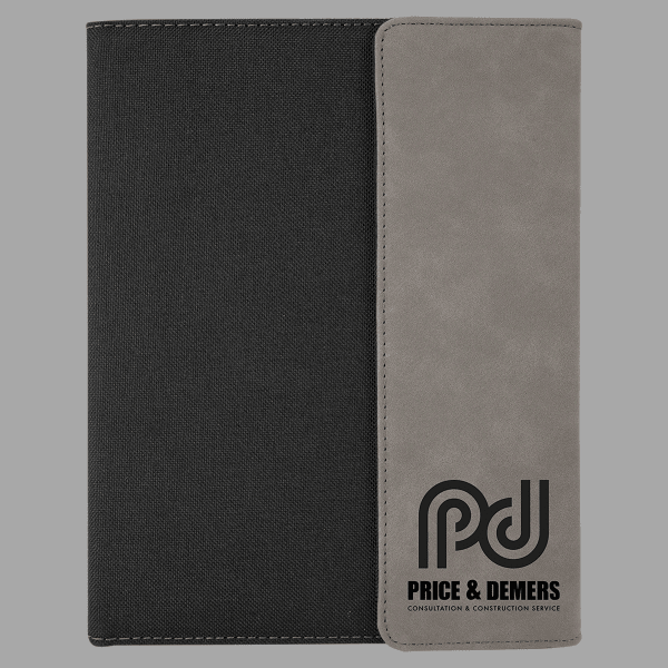 Gray with Black Laserable Leatherette Canvas Portfolio with – item GFT1205 image 2