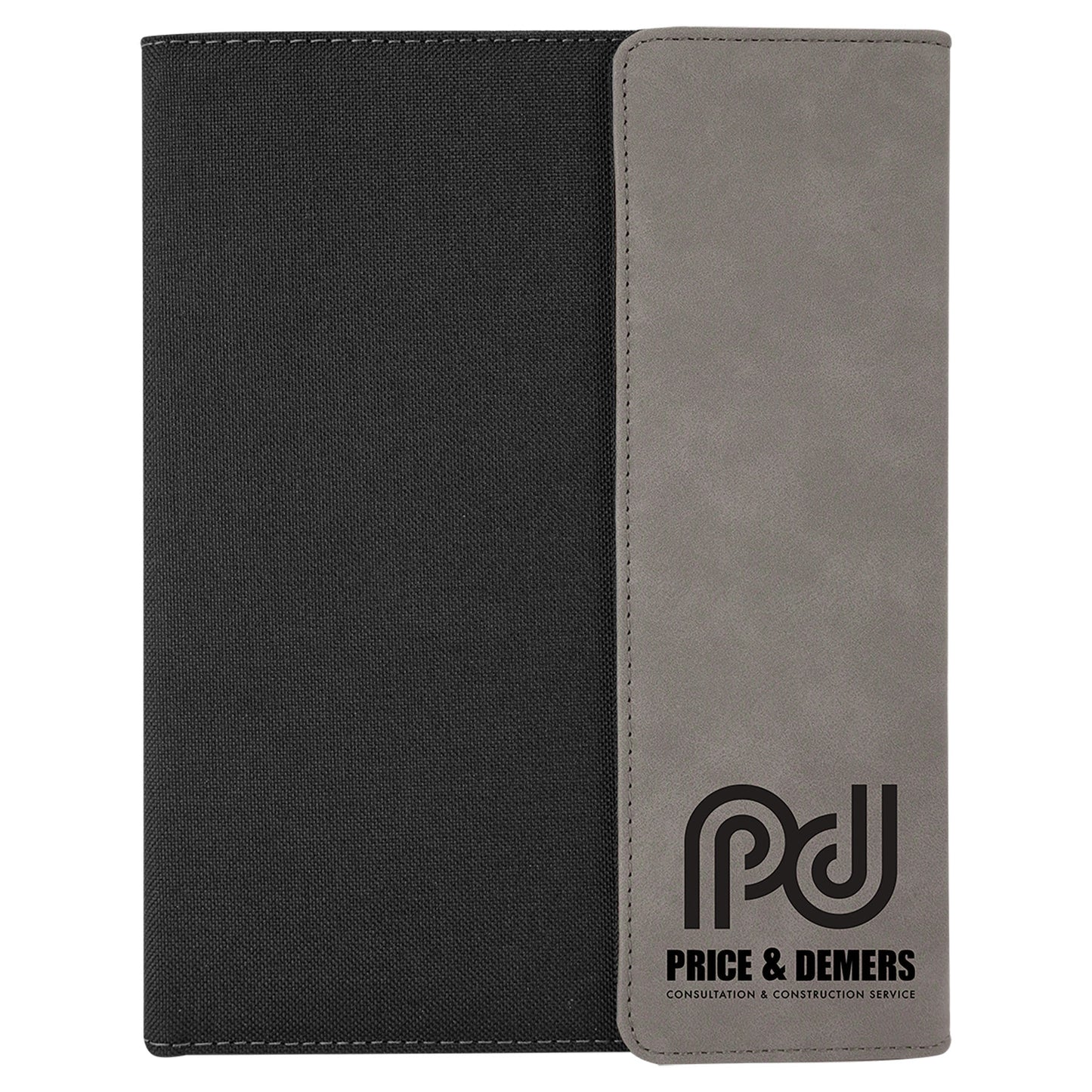 Gray with Black Laserable Leatherette Canvas Portfolio with – item GFT1205