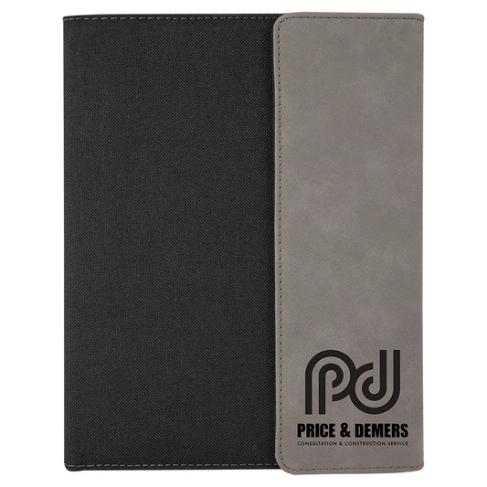 Gray with Black Laserable Leatherette Canvas Portfolio with – item GFT1205