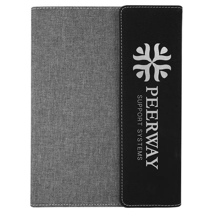 Black with Gray Laserable Leatherette Canvas Portfolio with – item GFT1206