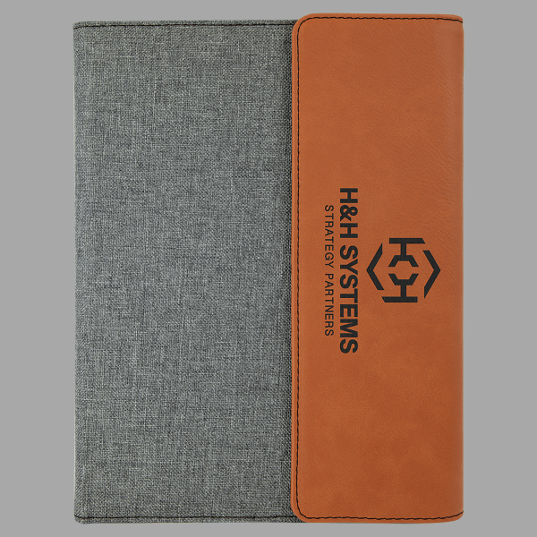 Rawhide with Gray Laserable Leatherette Canvas Portfolio – item GFT1207 image 2