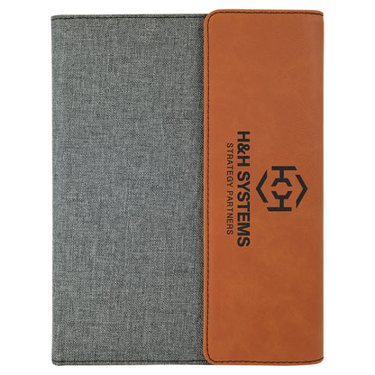 Rawhide with Gray Laserable Leatherette Canvas Portfolio – item GFT1207