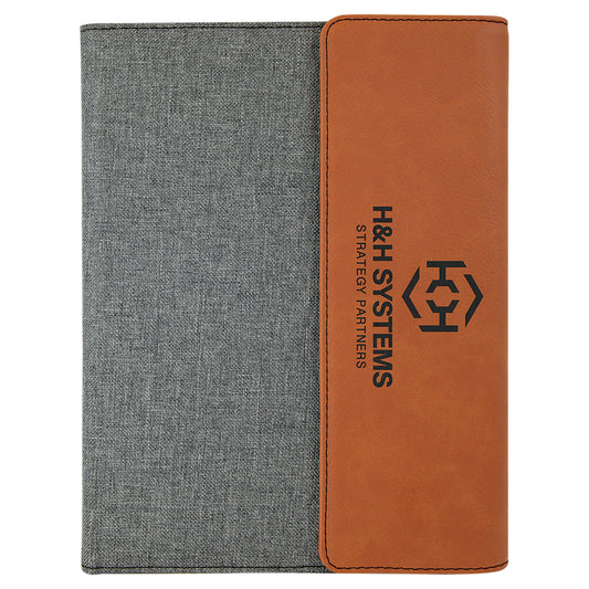 Rawhide with Gray Laserable Leatherette Canvas Portfolio – item GFT1207