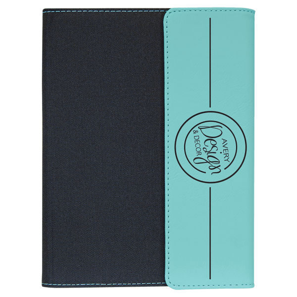 7" x 9" Teal Canvas Leatherette Portfolio – item GFT1208 image 6