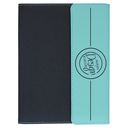 7" x 9" Teal Canvas Leatherette Portfolio – item GFT1208 image 6