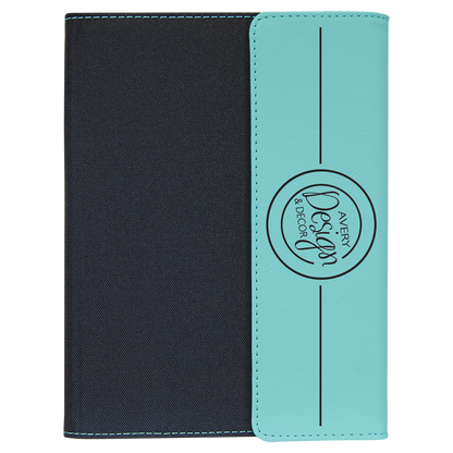 7" x 9" Teal Canvas Leatherette Portfolio – item GFT1208