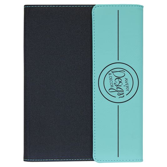 7" x 9" Teal Canvas Leatherette Portfolio – item GFT1208