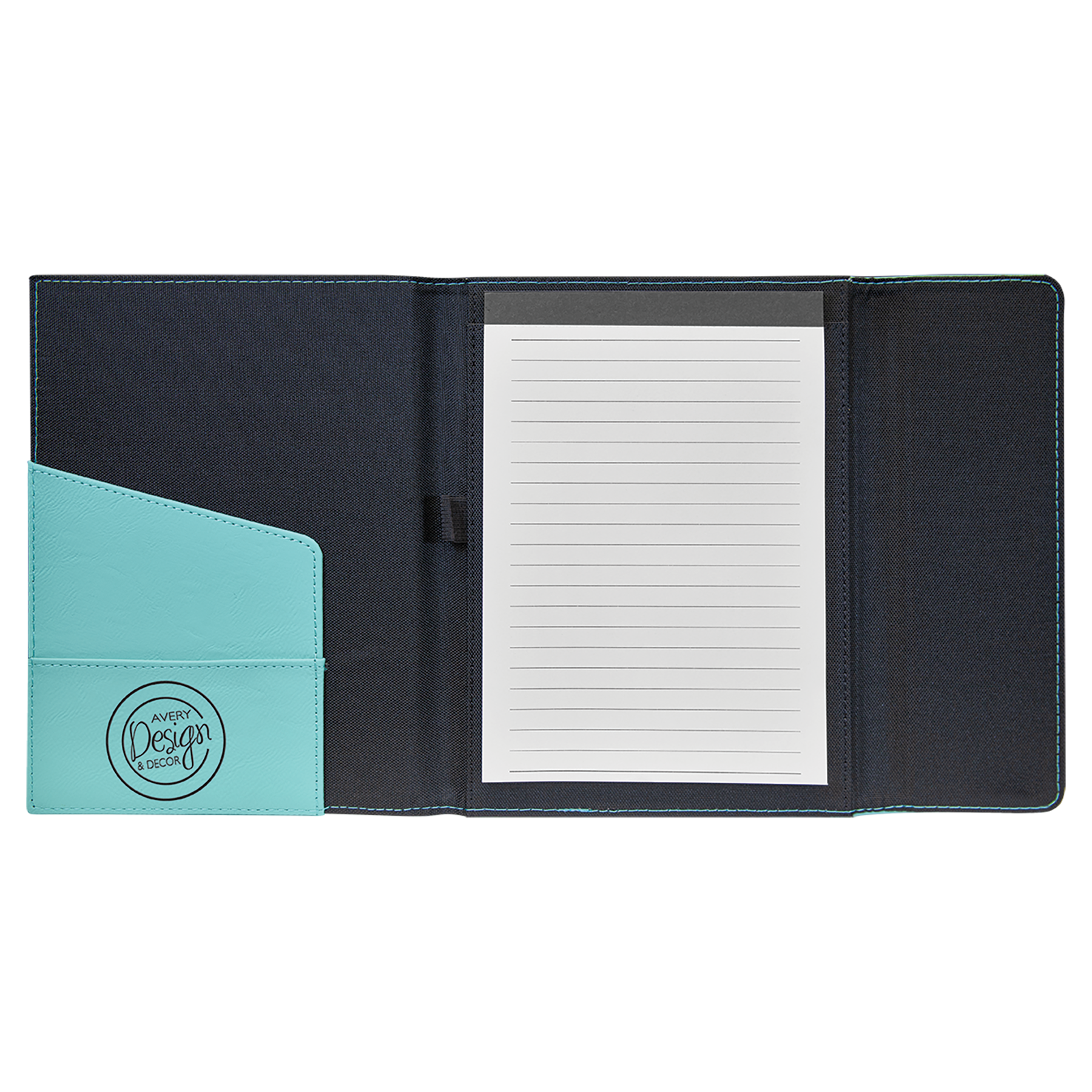 7" x 9" Teal Canvas Leatherette Portfolio – item GFT1208 image 2