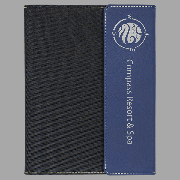 Blue with Black Laserable Leatherette Canvas Portfolio with – item GFT1209 image 2