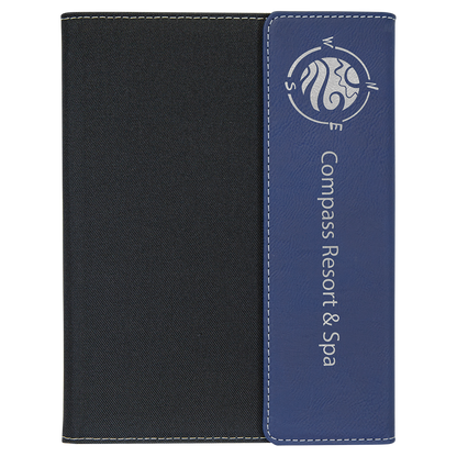 Blue with Black Laserable Leatherette Canvas Portfolio with – item GFT1209