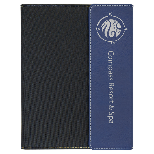 Blue with Black Laserable Leatherette Canvas Portfolio with – item GFT1209
