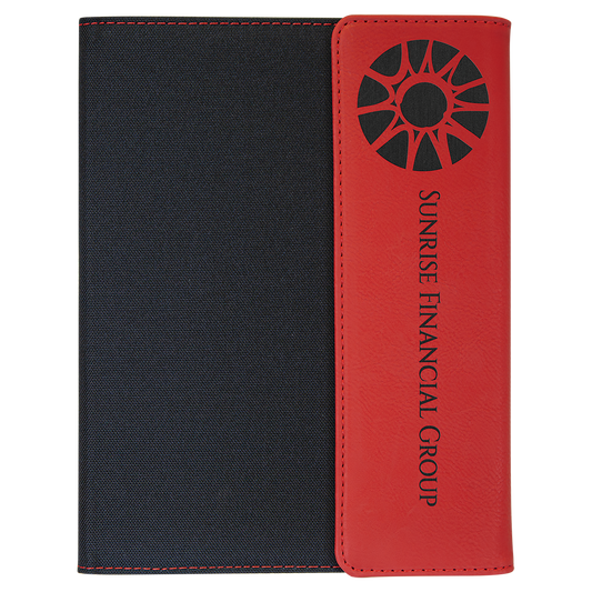 7" x 9" Red/Black Canvas Leatherette Portfolio – item GFT1210