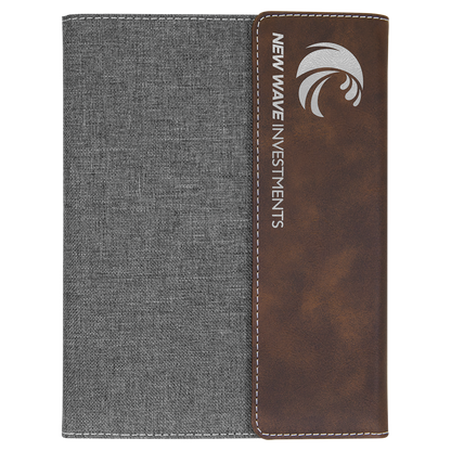 7" x 9" Rustic/Silver Canvas Leatherette Portfolio – item GFT1211