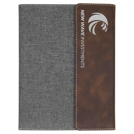 7" x 9" Rustic/Silver Canvas Leatherette Portfolio – item GFT1211